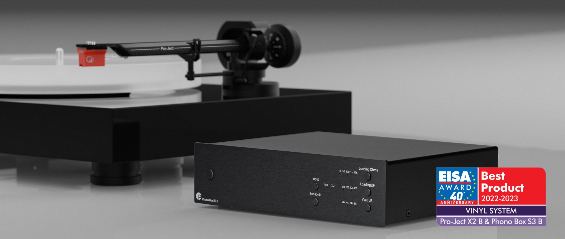 Eisa Award of the X2 B turntable and the Phono Box S3 B Amplifier